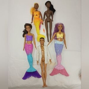 Lot Of 5 Black Mermaid Barbie Dolls